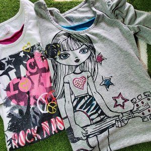 CANYON RIVER BLUES Layered Ruching Side Tie Graphic Tees, M (10-12)